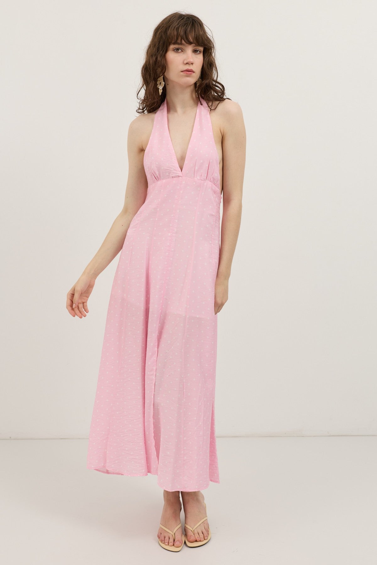 Women's Polka-Dot Dress with a Halter Neckline