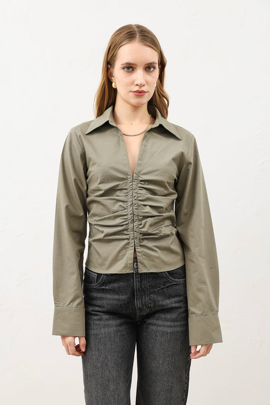 Gathered Poplin Women's Shirt