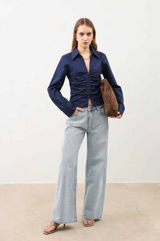 Gathered Poplin Women's Shirt