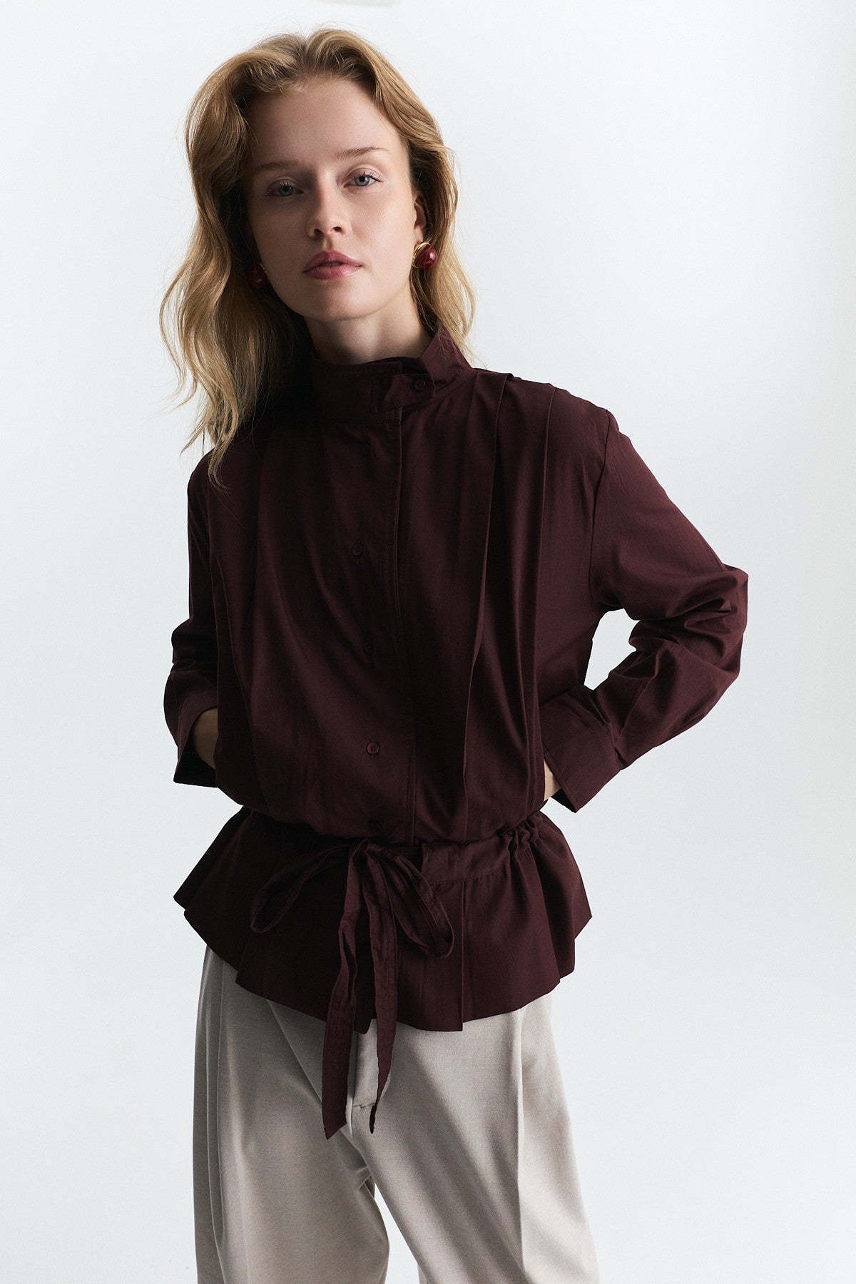 Waist-Tied Poplin Jacket