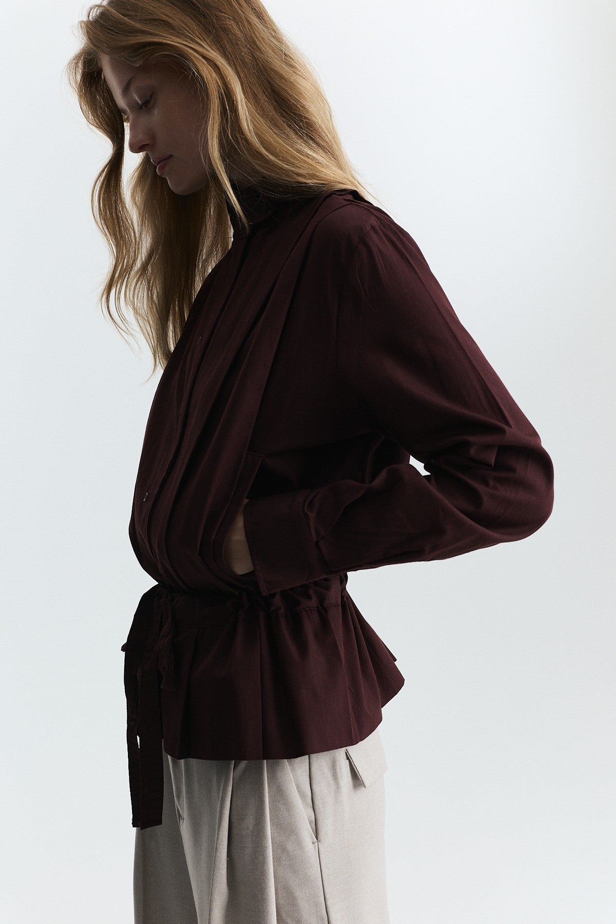 Waist-Tied Poplin Jacket