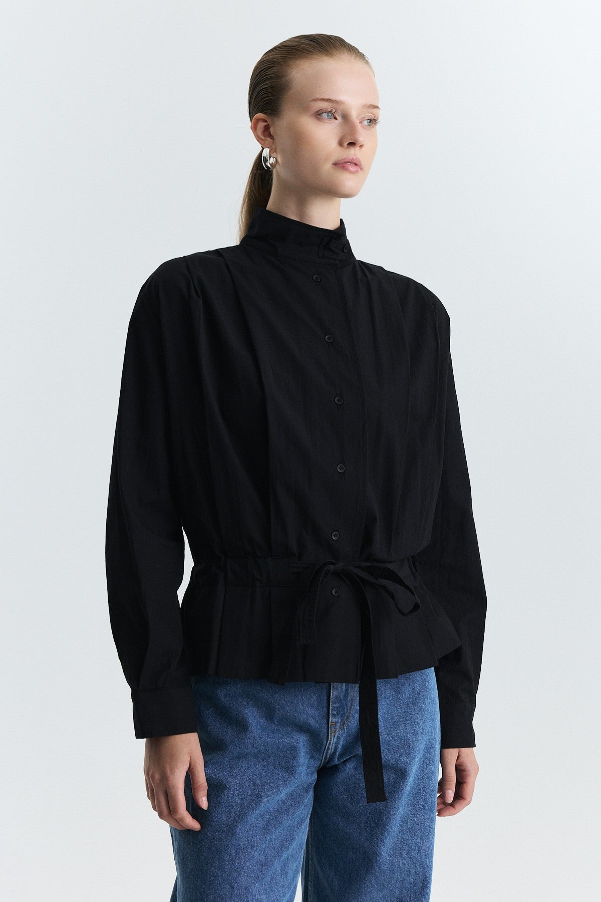 Waist-Tied Poplin Jacket