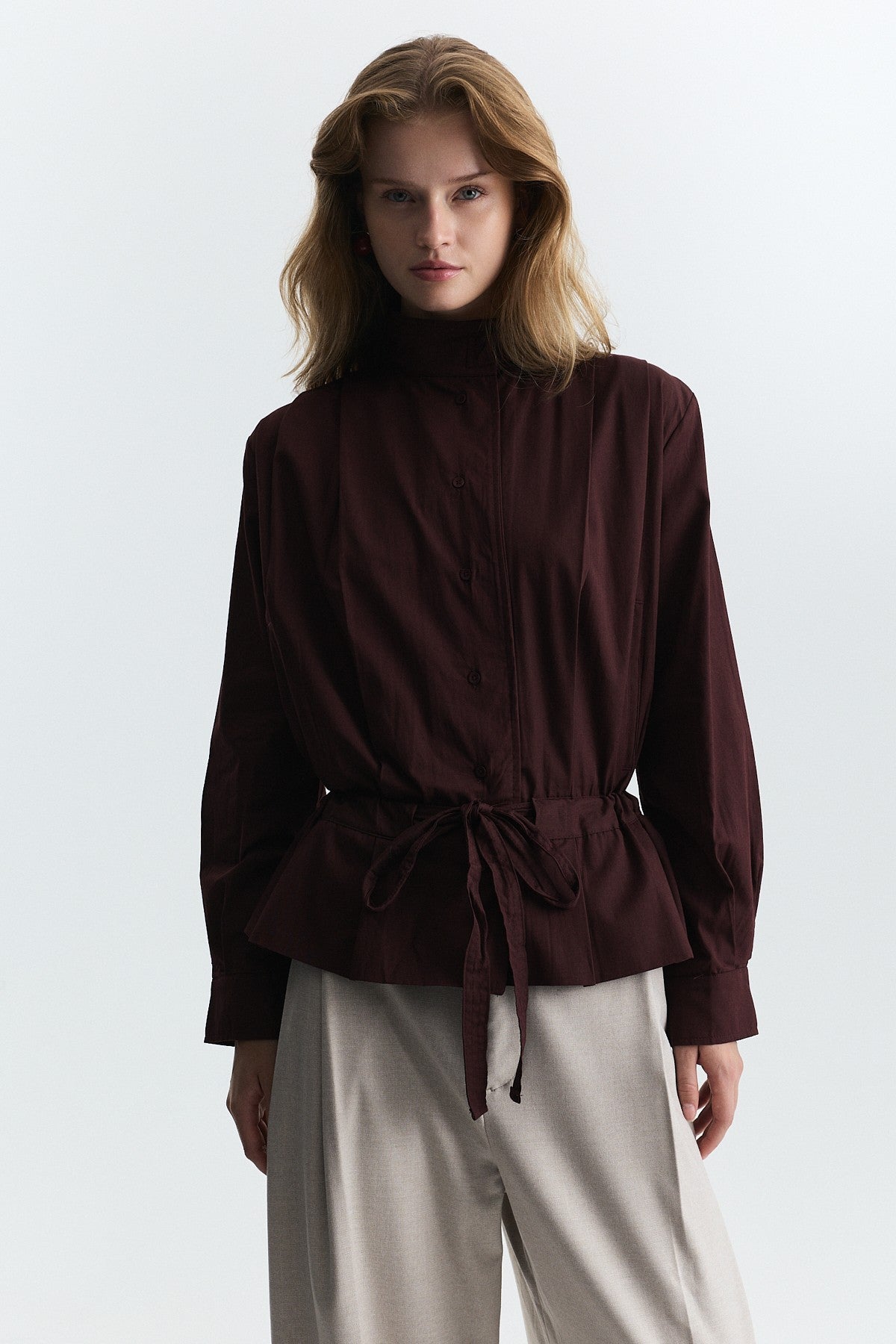 Waist-Tied Poplin Jacket