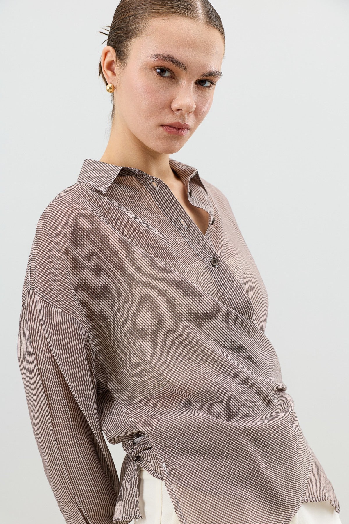 Antioch Women's Striped Cross-Over Shirt