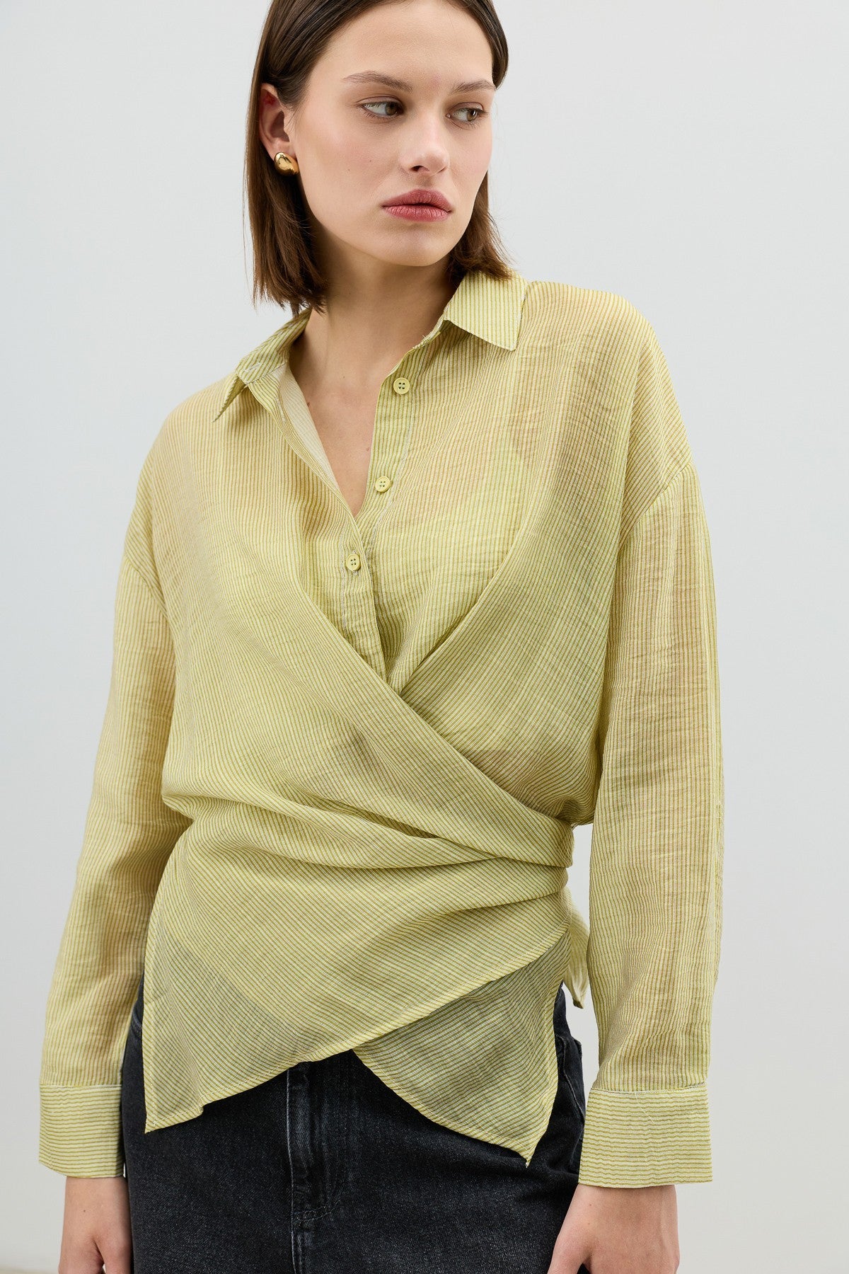 Antioch Women's Striped Cross-Over Shirt