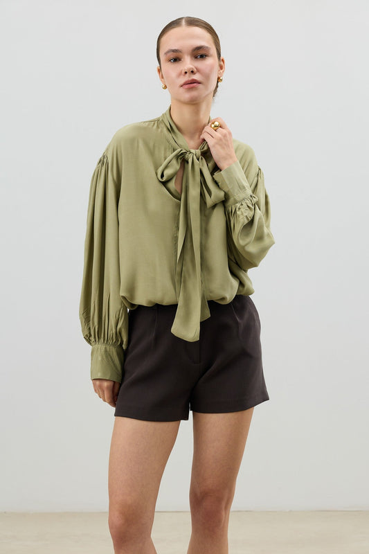Antioch Bow-Tied Flowy Women's Blouse