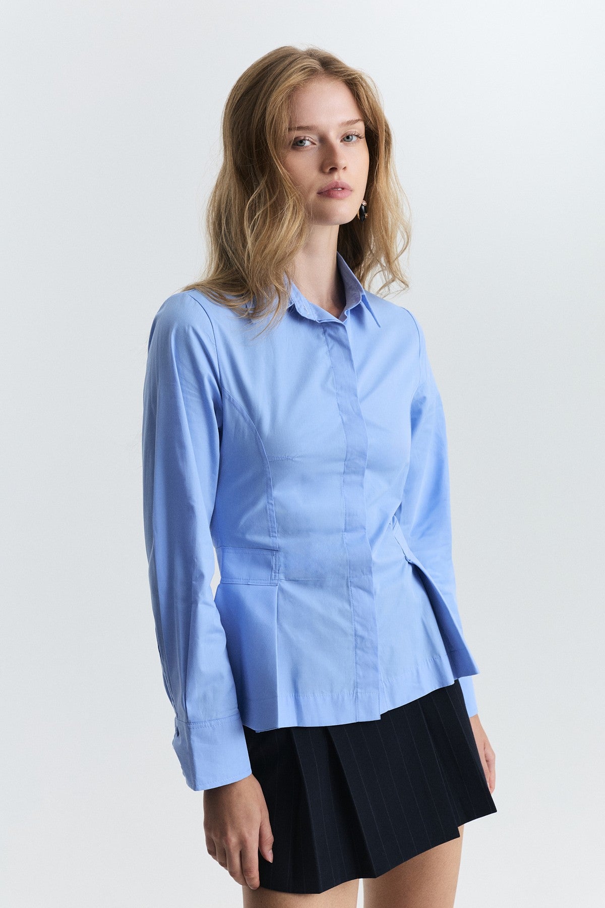 Peplum Poplin Shirt