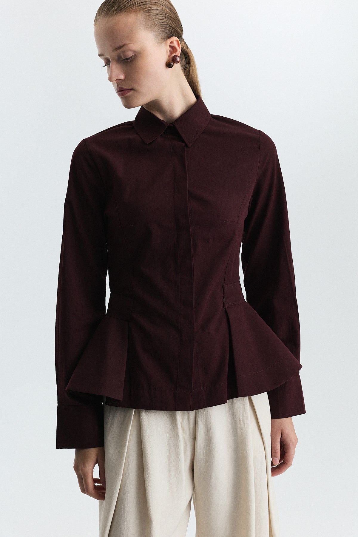 Peplum Poplin Shirt