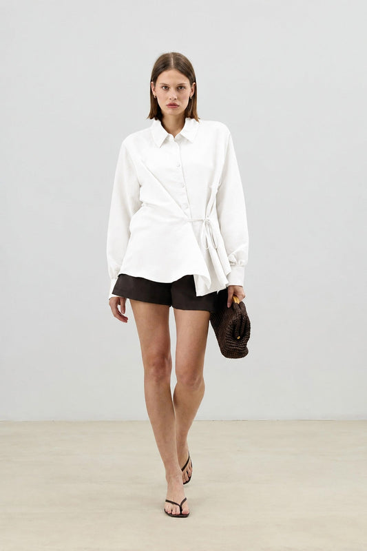 Women's Striped Shirt with Tie-Front