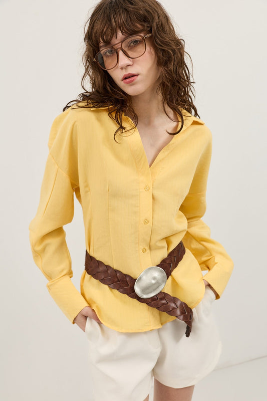 Antioch Pencil-Sleeve Modal Shirt with Detailed Stripes