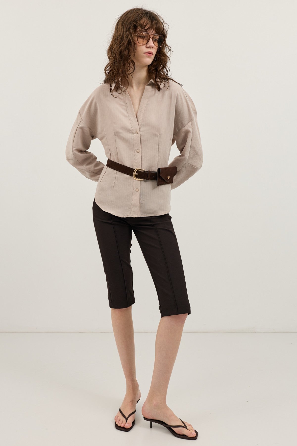 Antioch Pencil-Sleeve Modal Shirt with Detailed Stripes