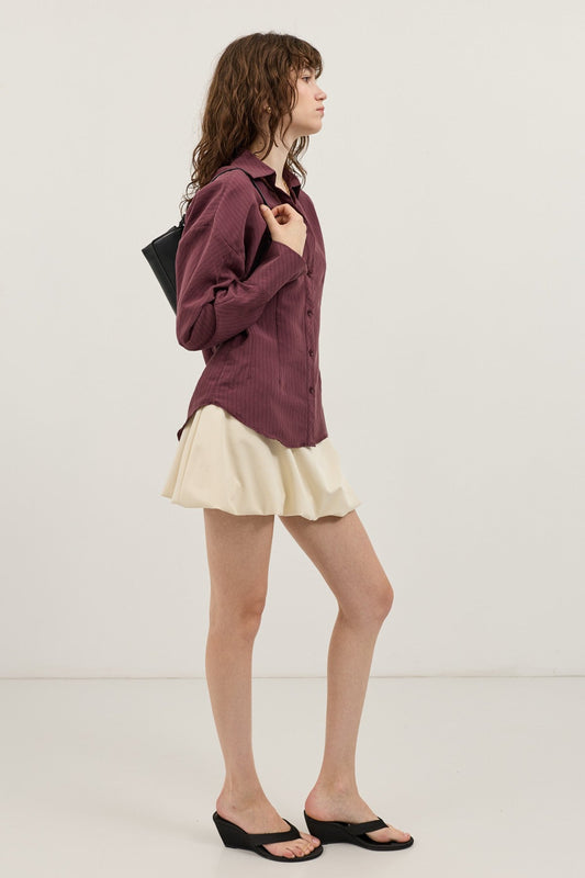 Antioch Pencil-Sleeve Modal Shirt with Detailed Stripes