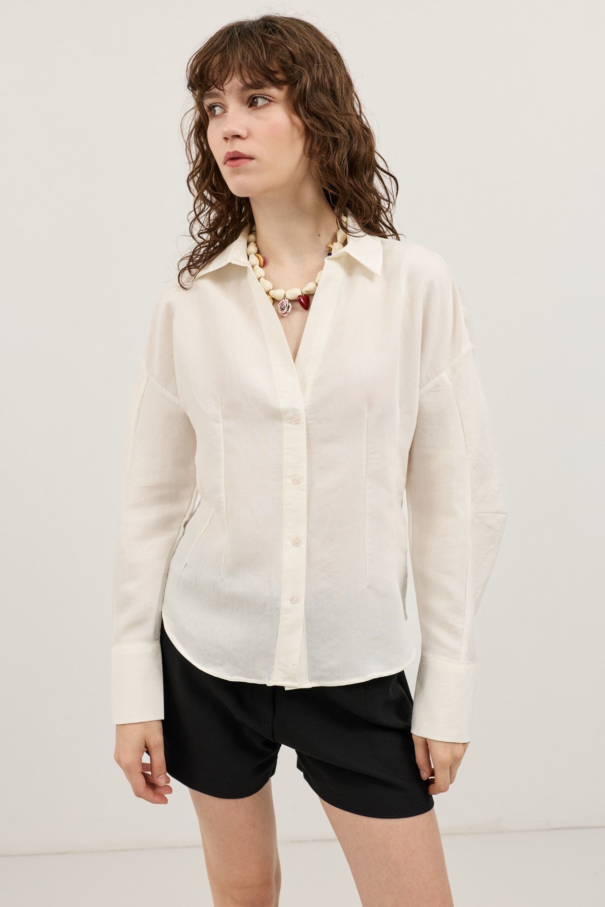 Antioch Pencil-Sleeve Modal Shirt with Detailed Stripes