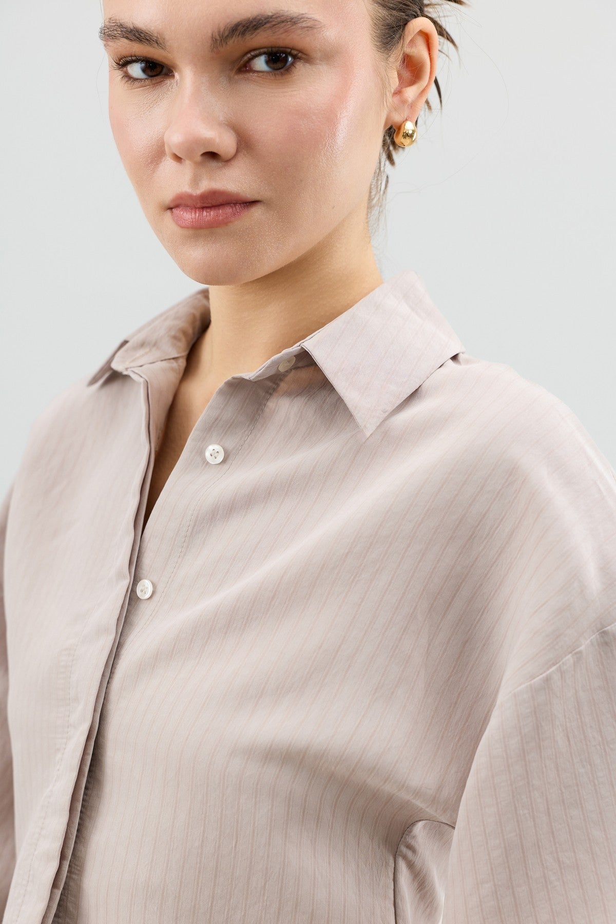 Antioch Women's Striped Shirt with Tie-Back Sleeves