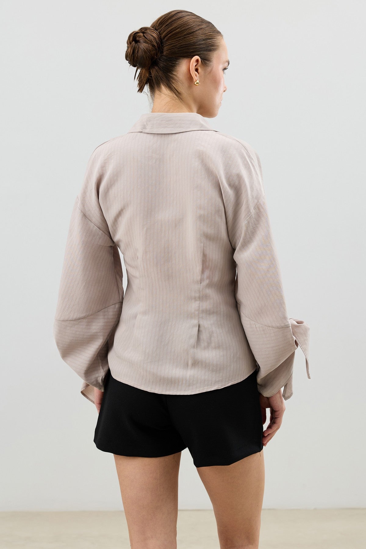 Antioch Women's Striped Shirt with Tie-Back Sleeves