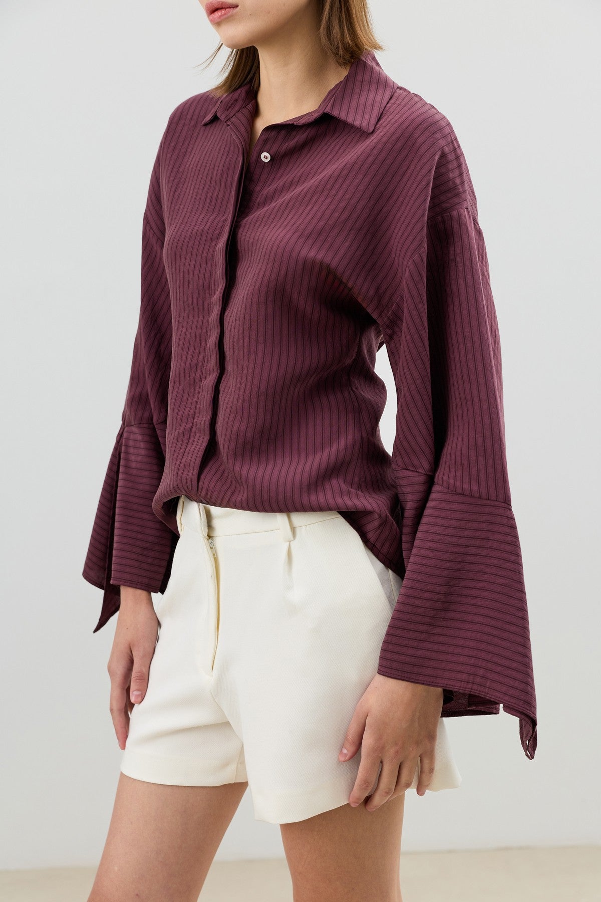 Antioch Women's Striped Shirt with Tie-Back Sleeves