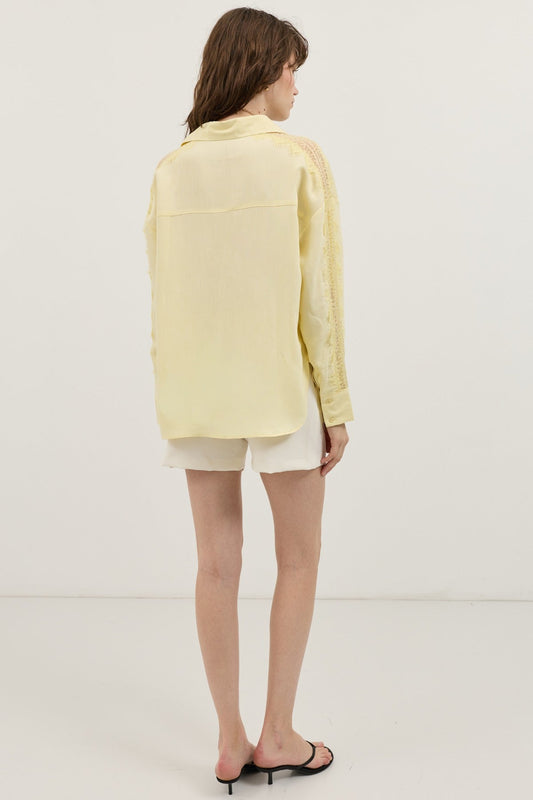Women's Shirt with Lace-Embellished Sleeves