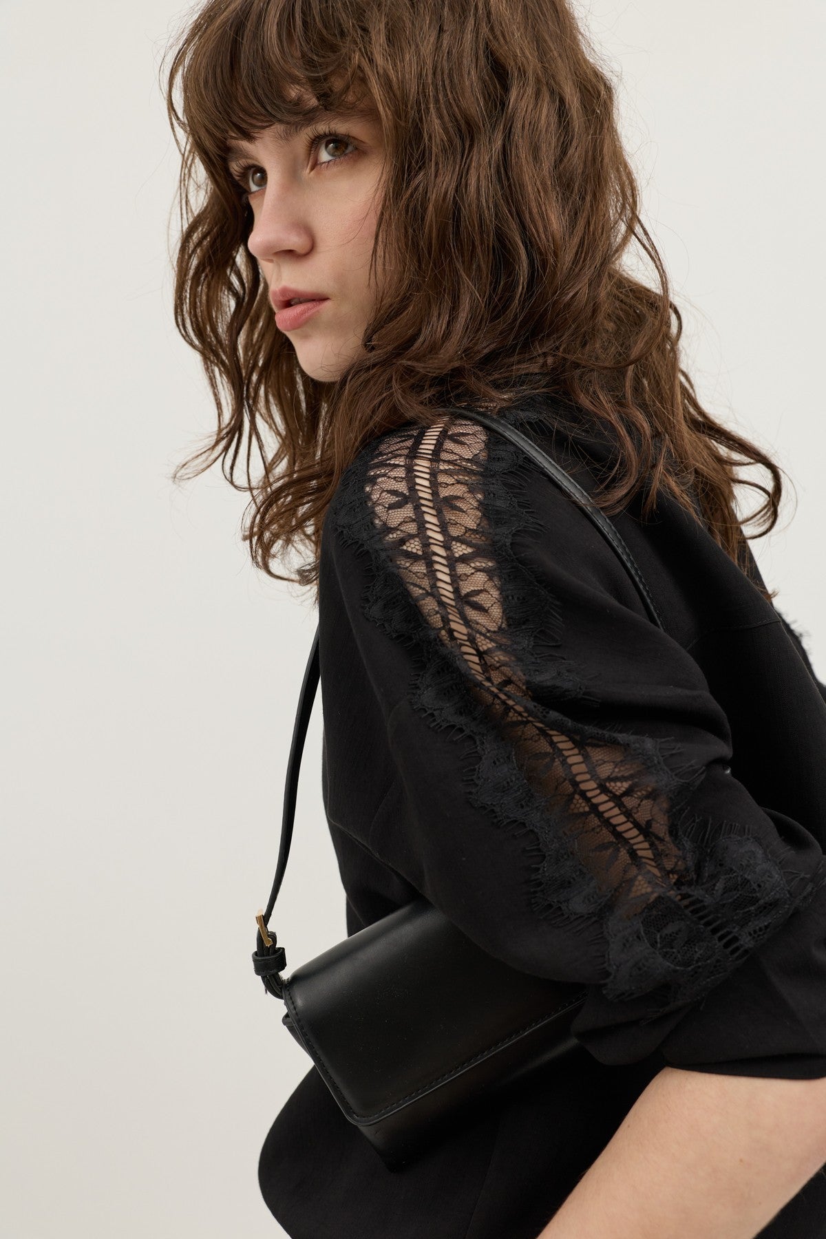 Women's Shirt with Lace-Embellished Sleeves