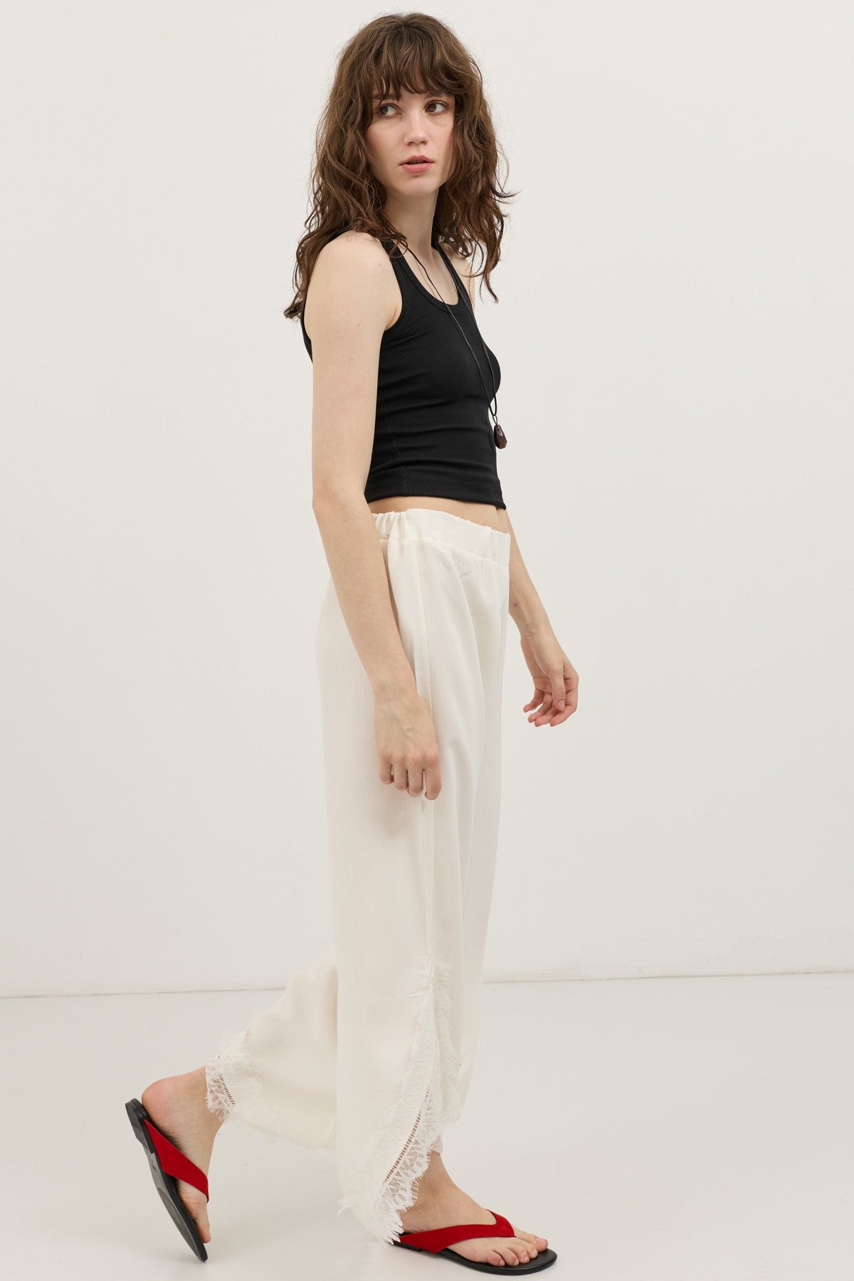 Women's Pants with Lace-Trimmed Cuffs