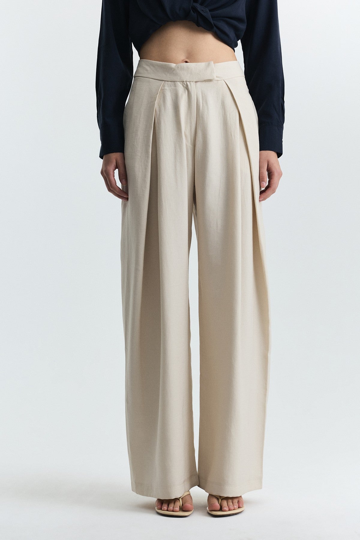 Pleated Wide-Leg Pants