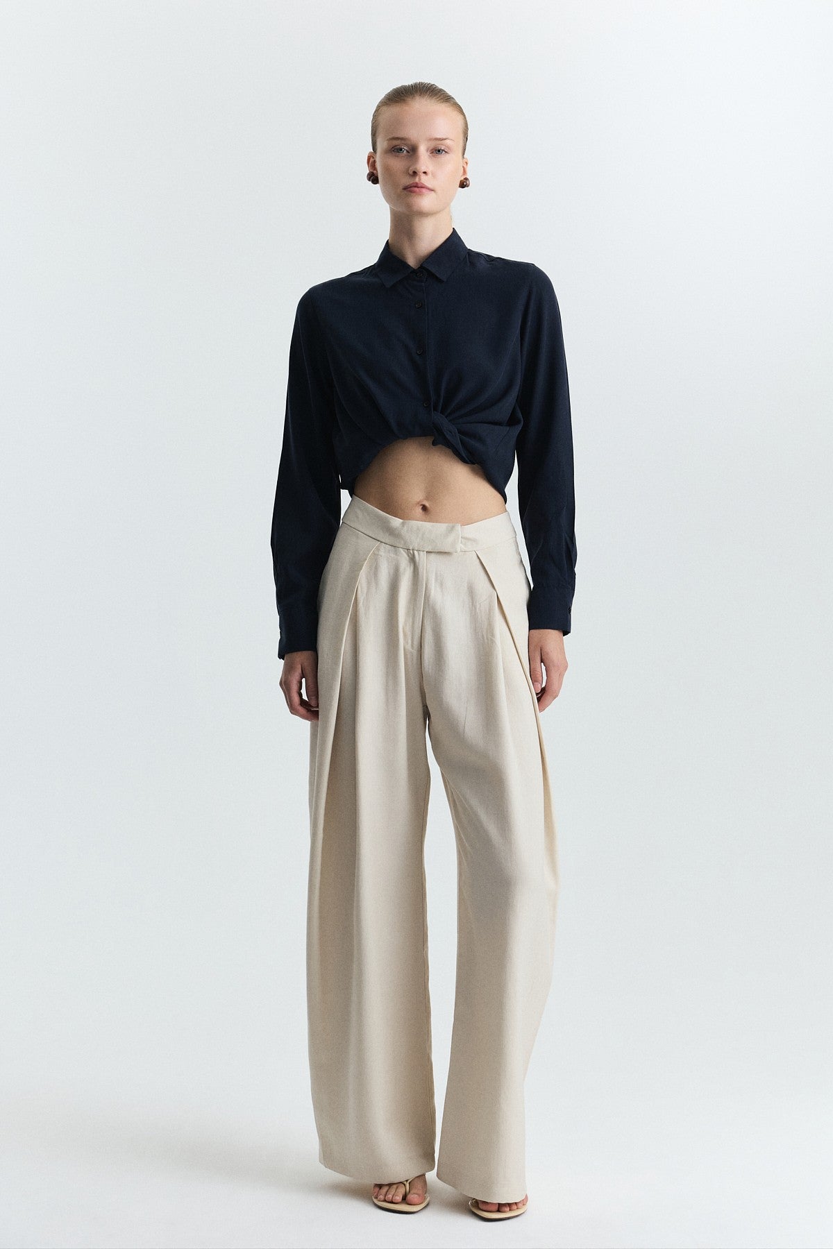 Pleated Wide-Leg Pants