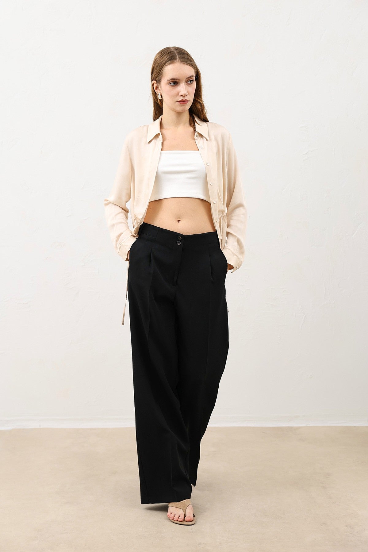 Antioch Pens Women's Wide-Leg Pants with Detailed Design