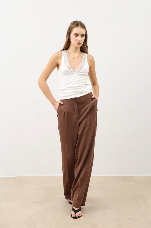 Antioch Pens Women's Wide-Leg Pants with Detailed Design