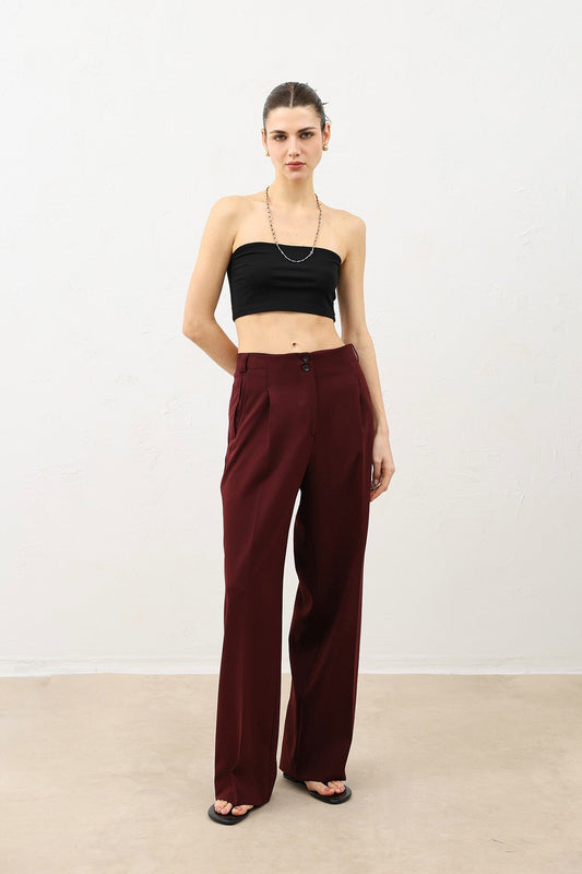 Antioch Pens Women's Wide-Leg Pants with Detailed Design