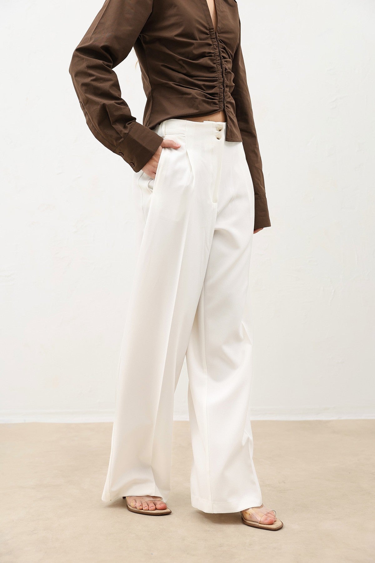 Antioch Pens Women's Wide-Leg Pants with Detailed Design