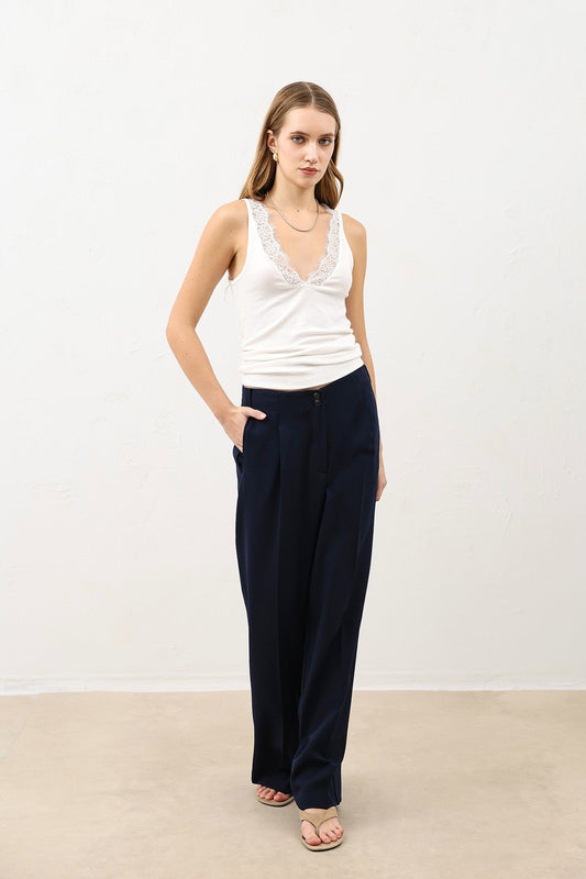 Antioch Pens Women's Wide-Leg Pants with Detailed Design