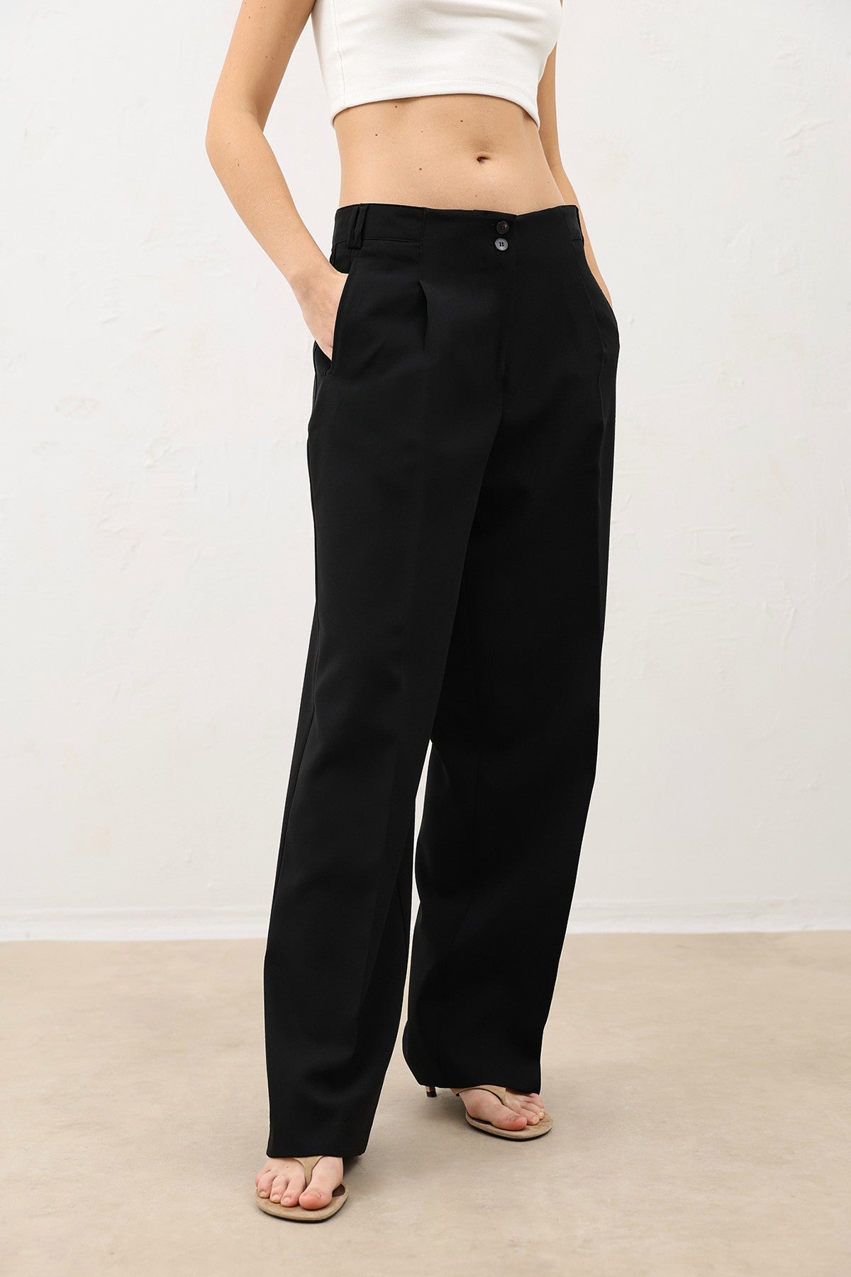 Antioch Pens Women's Wide-Leg Pants with Detailed Design