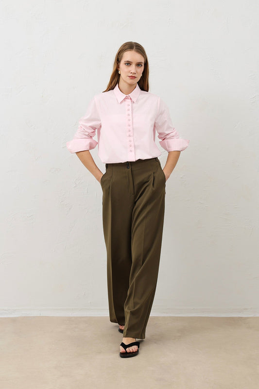 Antioch Pens Women's Wide-Leg Pants with Detailed Design