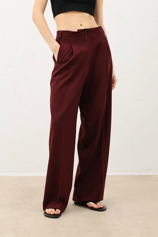 Antioch Pens Women's Wide-Leg Pants with Detailed Design
