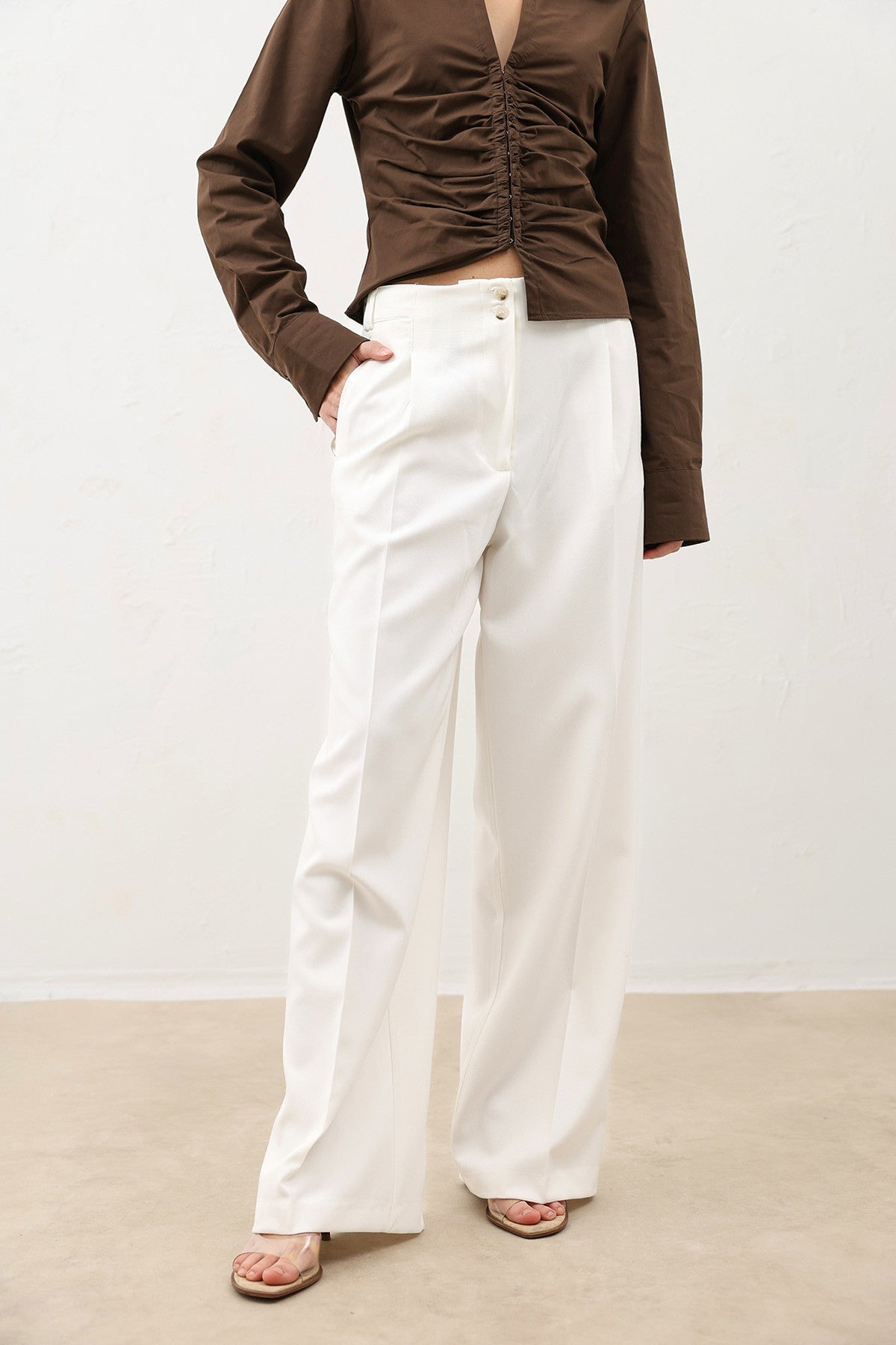 Antioch Pens Women's Wide-Leg Pants with Detailed Design