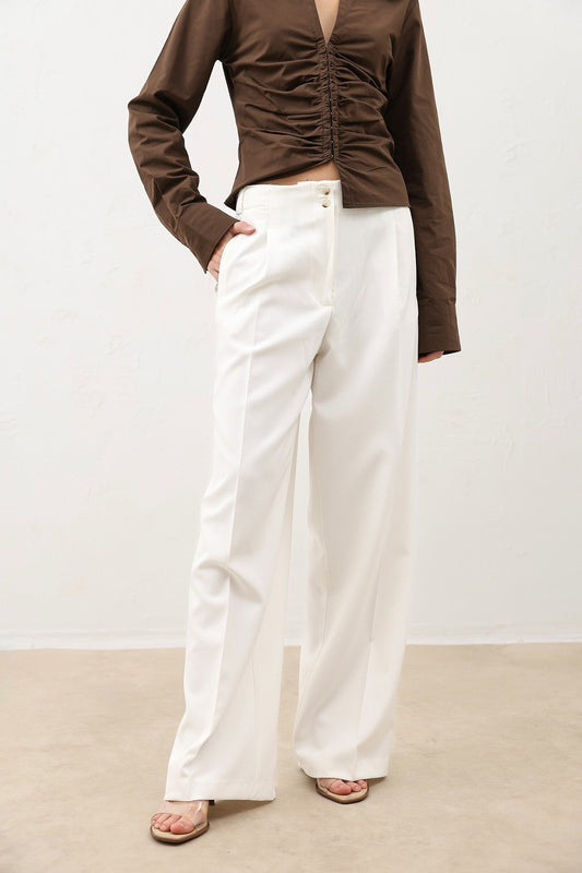 Antioch Pens Women's Wide-Leg Pants with Detailed Design