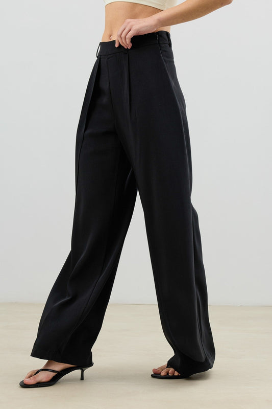 Antioch Women's Pants with Double Pleats and Side Zipper