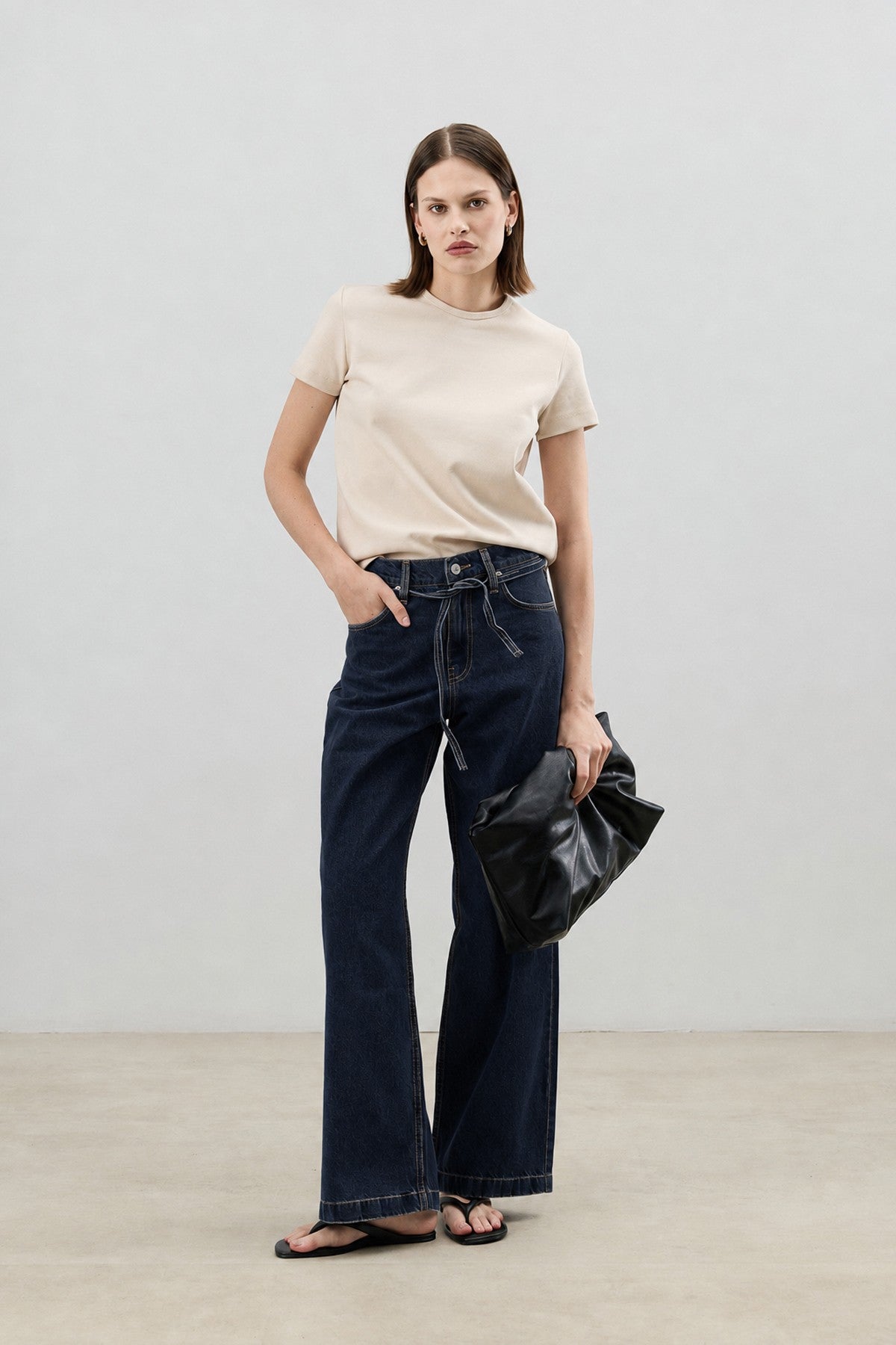 Women's Wide-Leg Tied-Waist Jeans