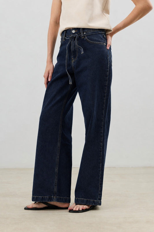 Women's Wide-Leg Tied-Waist Jeans