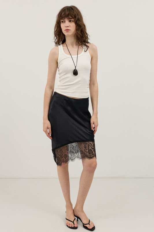 Antioch Satin Skirt with Lace Details