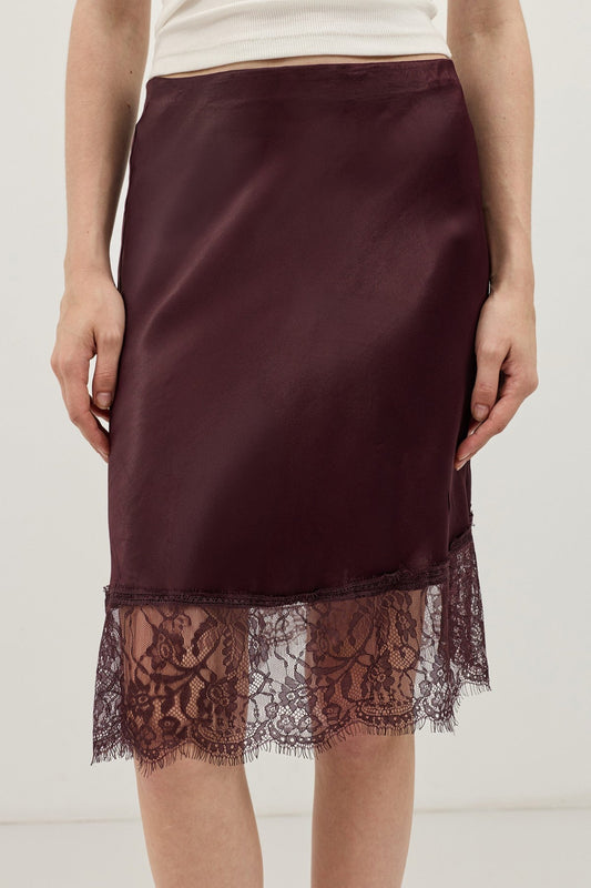 Antioch Satin Skirt with Lace Details