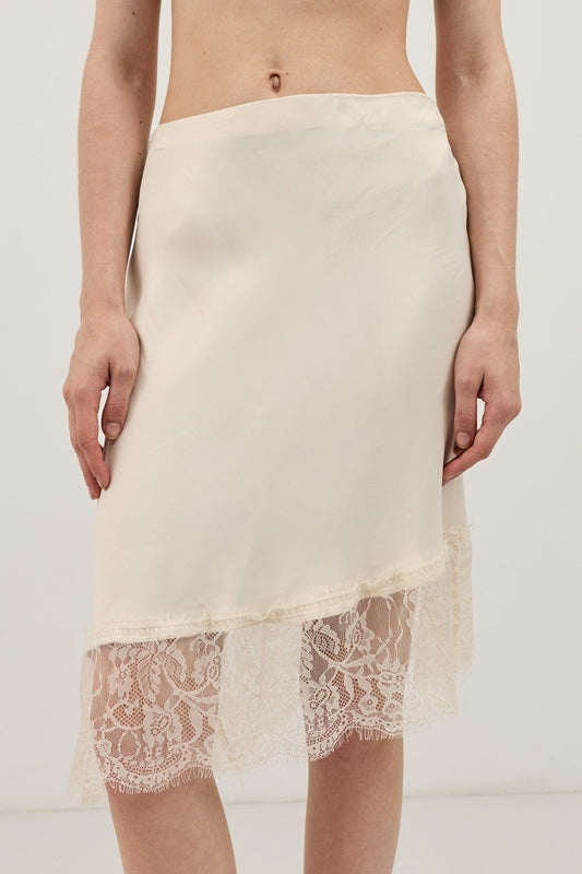Antioch Satin Skirt with Lace Details