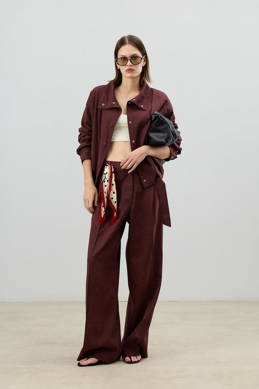 Antioch Linen-Blend Stand-Up Collar Bomber Jacket