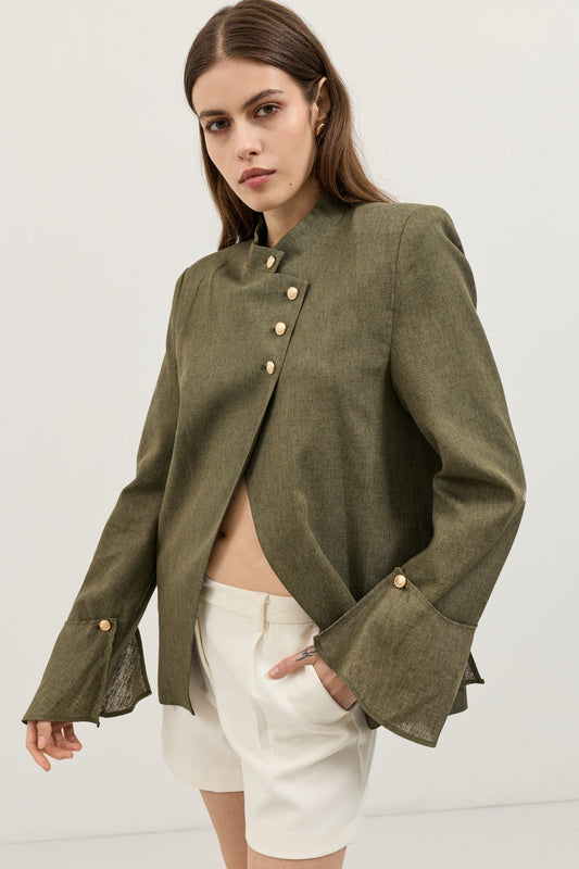 Women's Blazer Jacket with Linen Blend