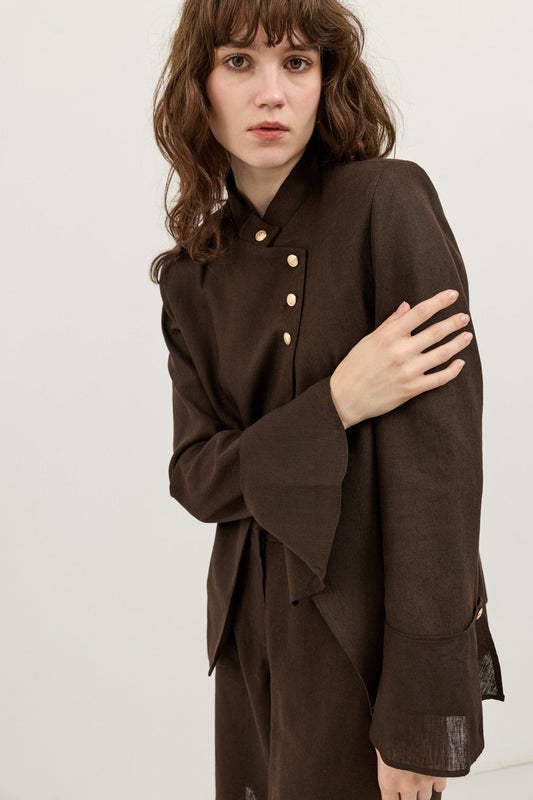 Women's Blazer Jacket with Linen Blend