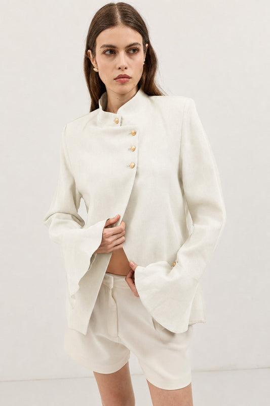 Women's Blazer Jacket with Linen Blend
