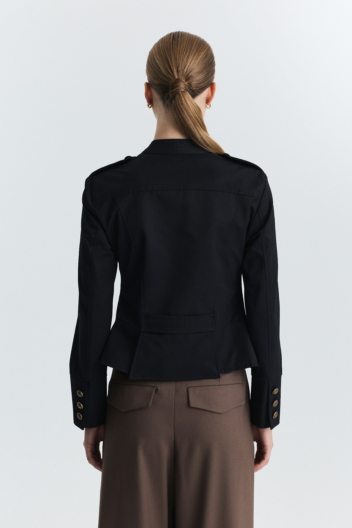 Jacket with Decorative Buttons and Epaulets