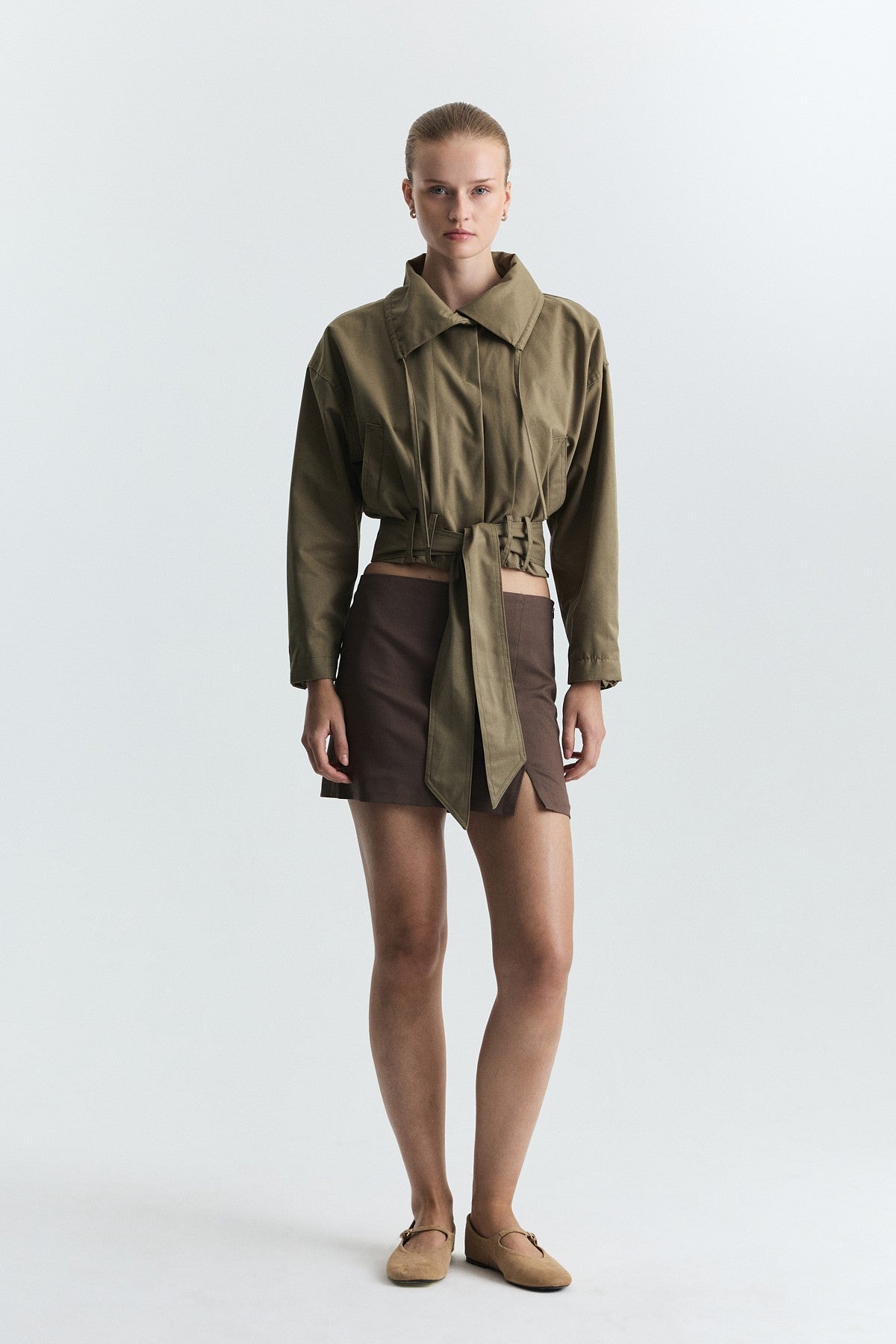 Short Trench Coat with a Belt