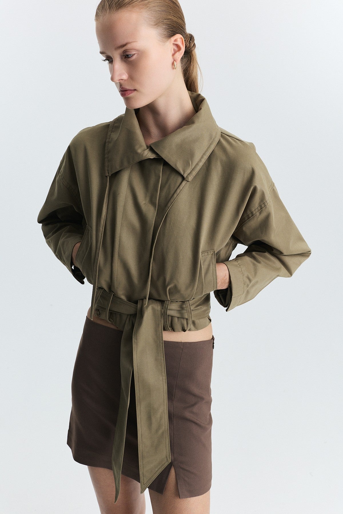 Short Trench Coat with a Belt