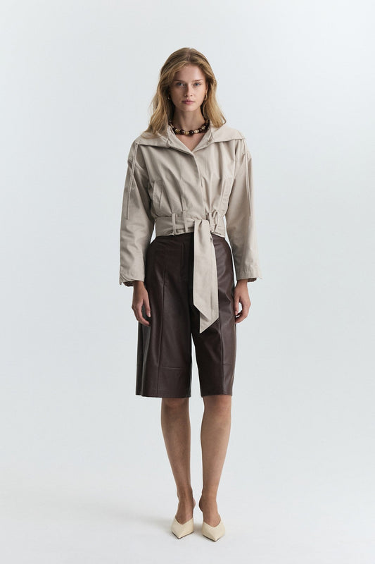 Short Trench Coat with a Belt