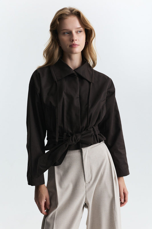 Short Trench Coat with a Belt